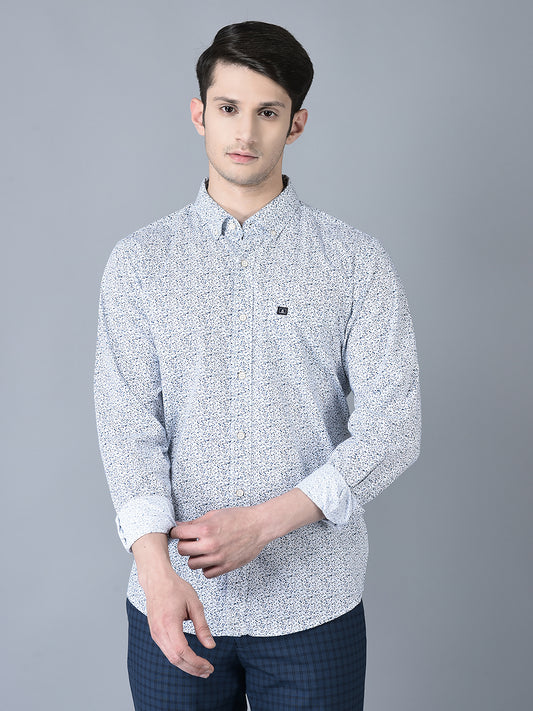 Canoe Men Casual Shirt Off White Color Cotton Fabric Button Closure Printed