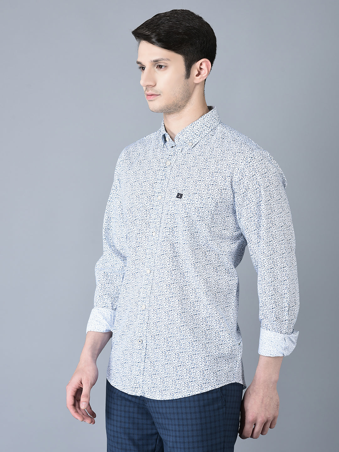 Canoe Men Casual Shirt Off White Color Cotton Fabric Button Closure Printed