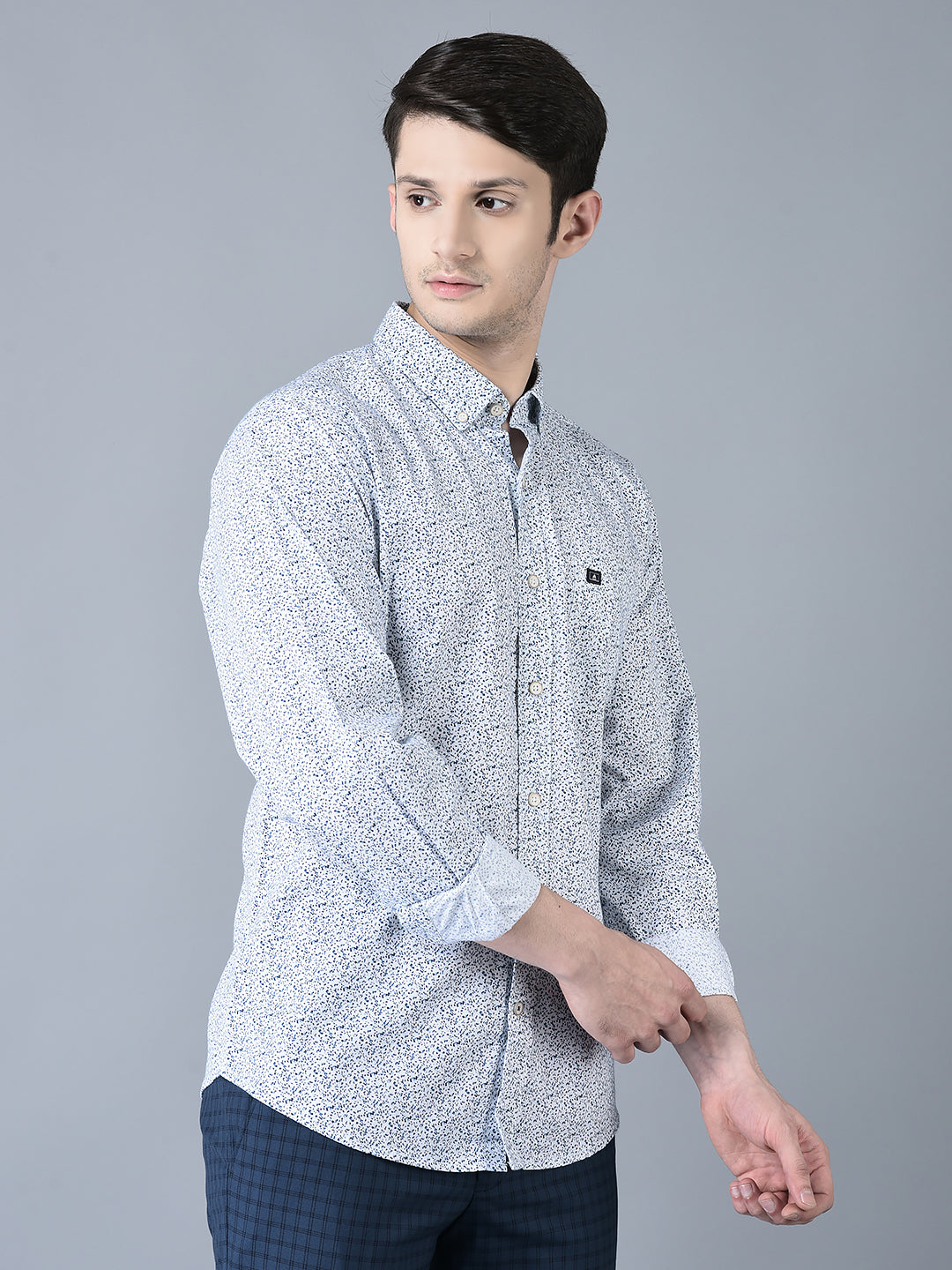 Canoe Men Casual Shirt Off White Color Cotton Fabric Button Closure Printed