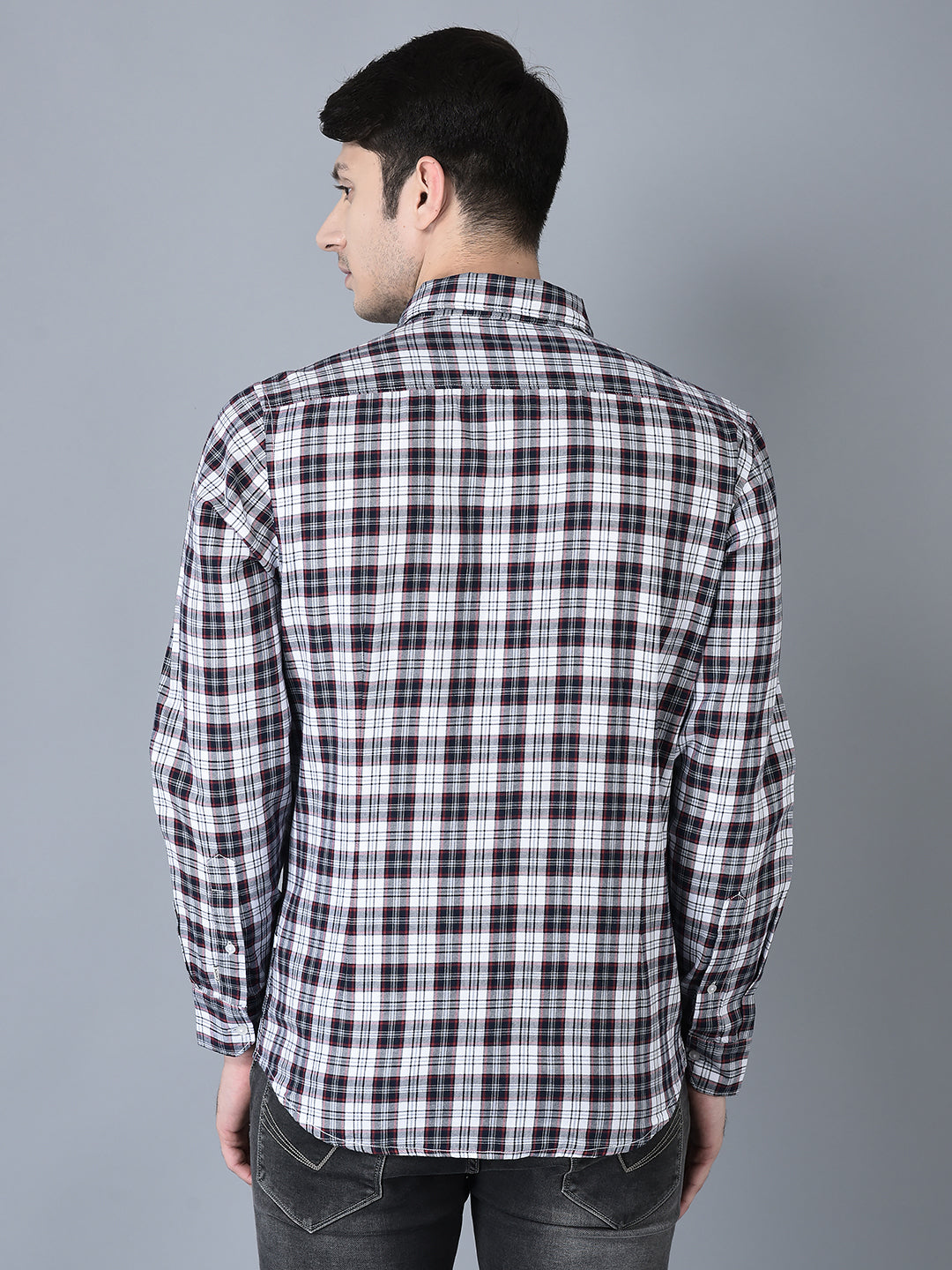 Canoe Men Casual Shirt Red Color Cotton Fabric Button Closure Checked