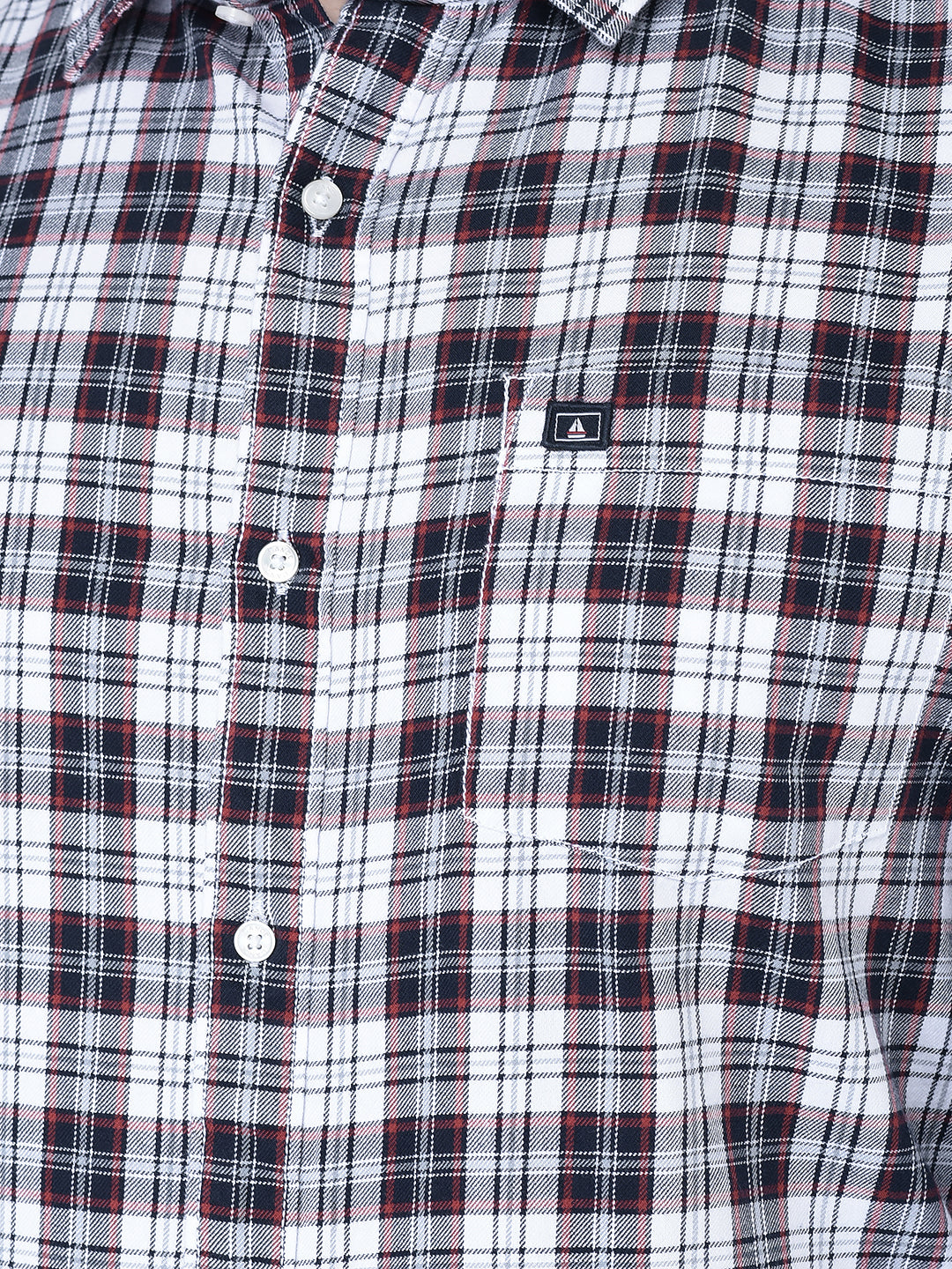 Canoe Men Casual Shirt Red Color Cotton Fabric Button Closure Checked