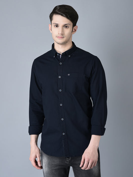 Canoe Men Casual Shirt Blue Color Cotton Fabric Button Closure Solid