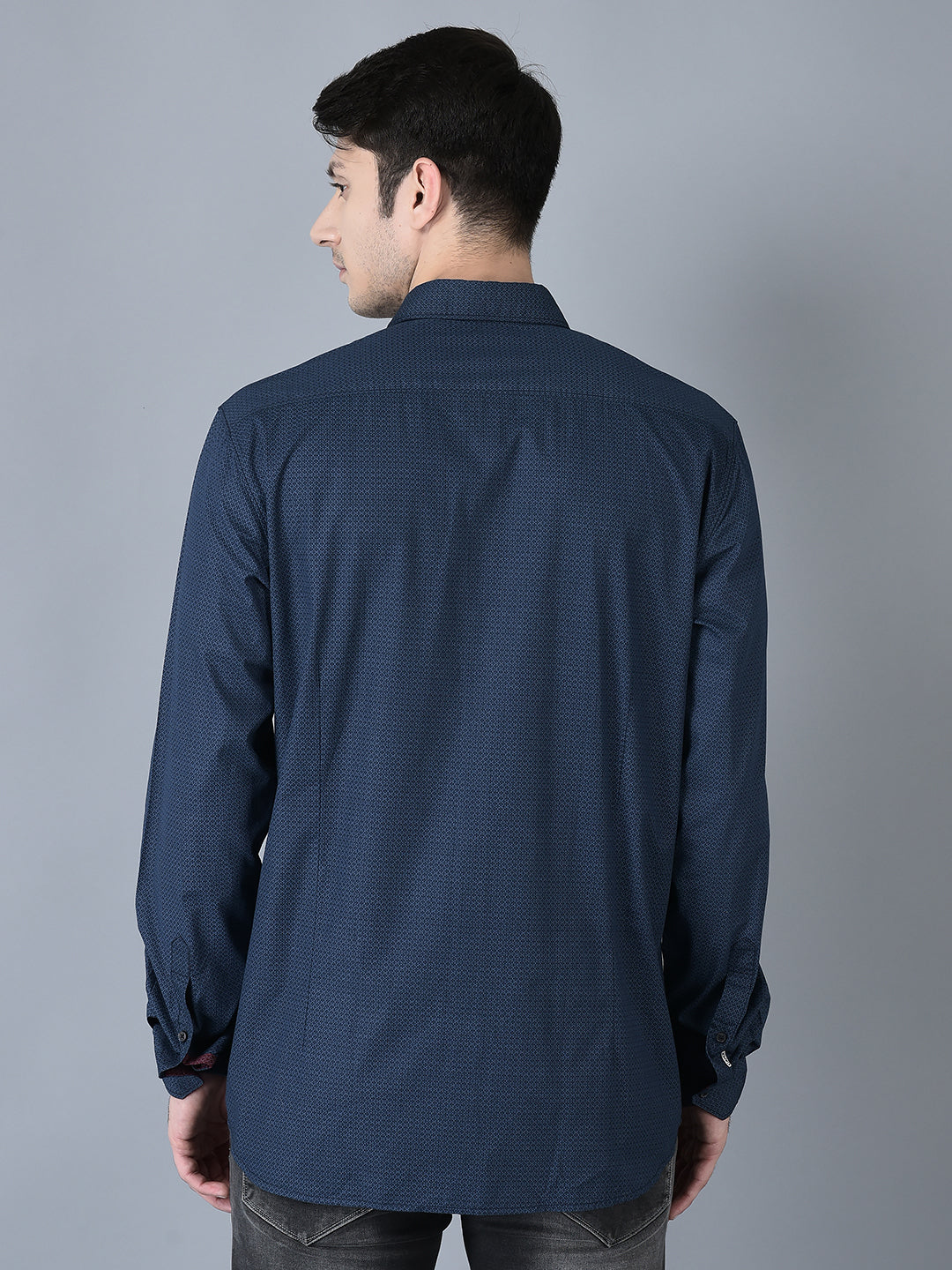 Canoe Men Casual Shirt Navy Color Cotton Fabric Button Closure Printed