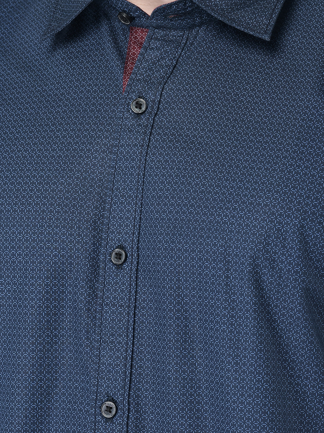 Canoe Men Casual Shirt Navy Color Cotton Fabric Button Closure Printed