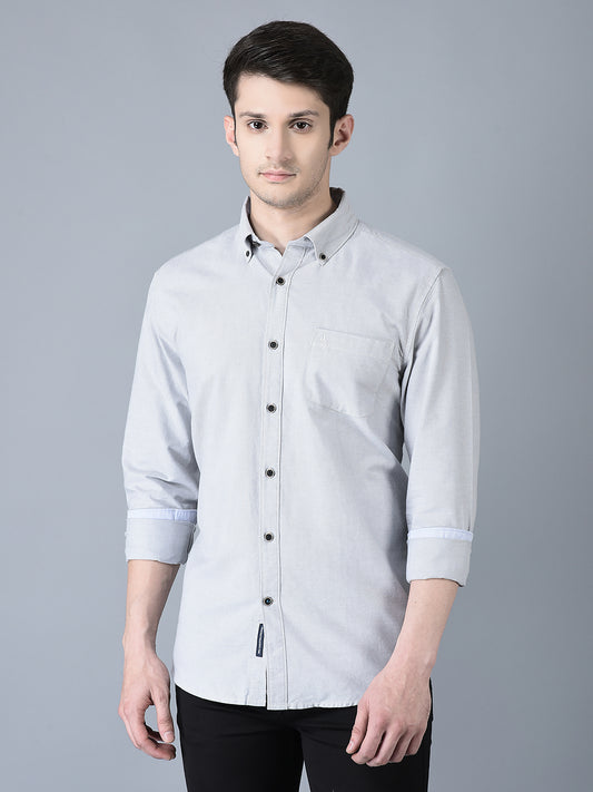 Canoe Men Casual Shirt Grey Color Cotton Fabric Button Closure Solid
