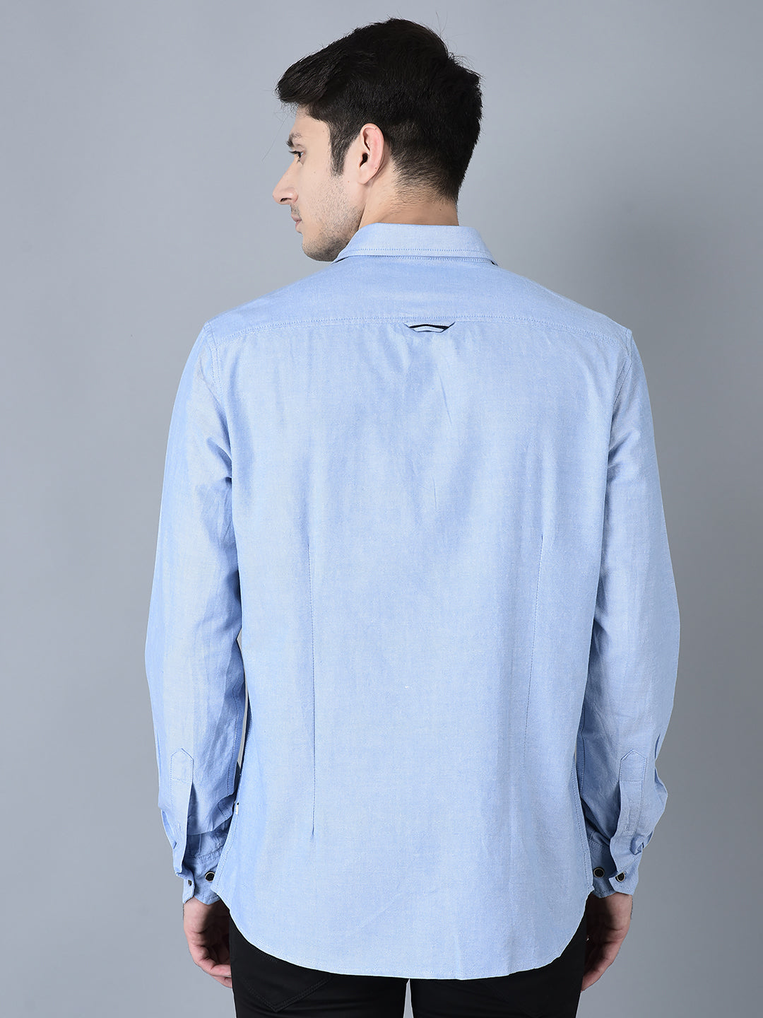 Canoe Men Casual Shirt Blue Color Cotton Fabric Button Closure Solid