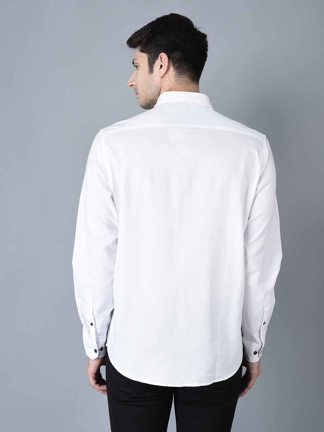 Canoe Men Casual Shirt White Color Cotton Fabric Button Closure Solid