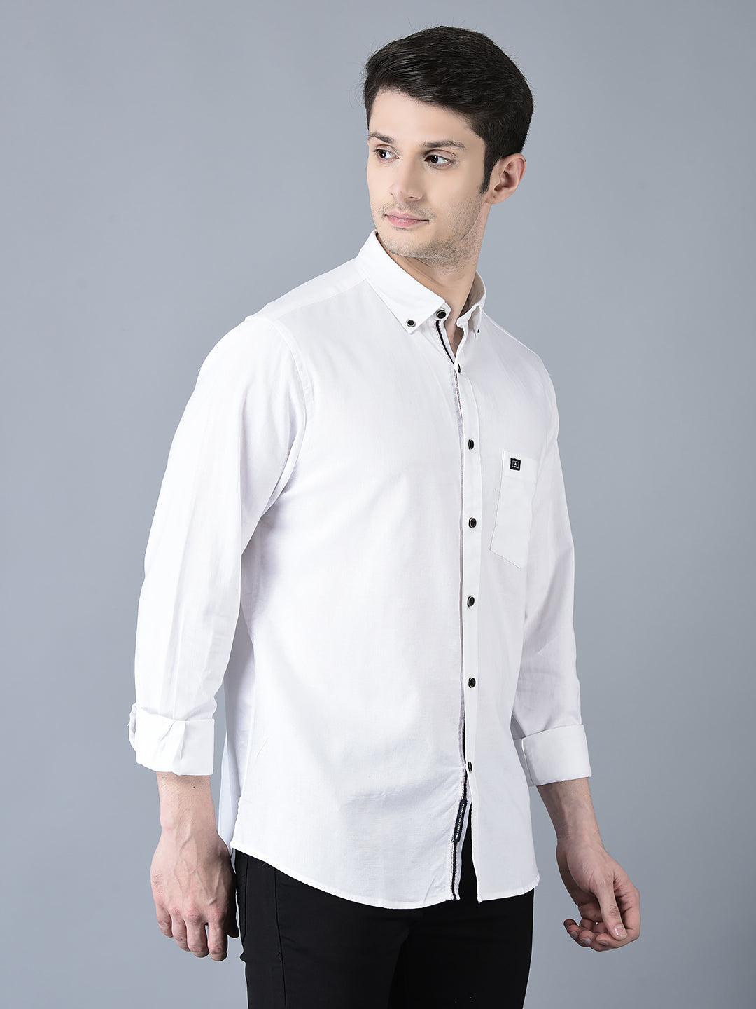 Canoe Men Casual Shirt White Color Cotton Fabric Button Closure Solid