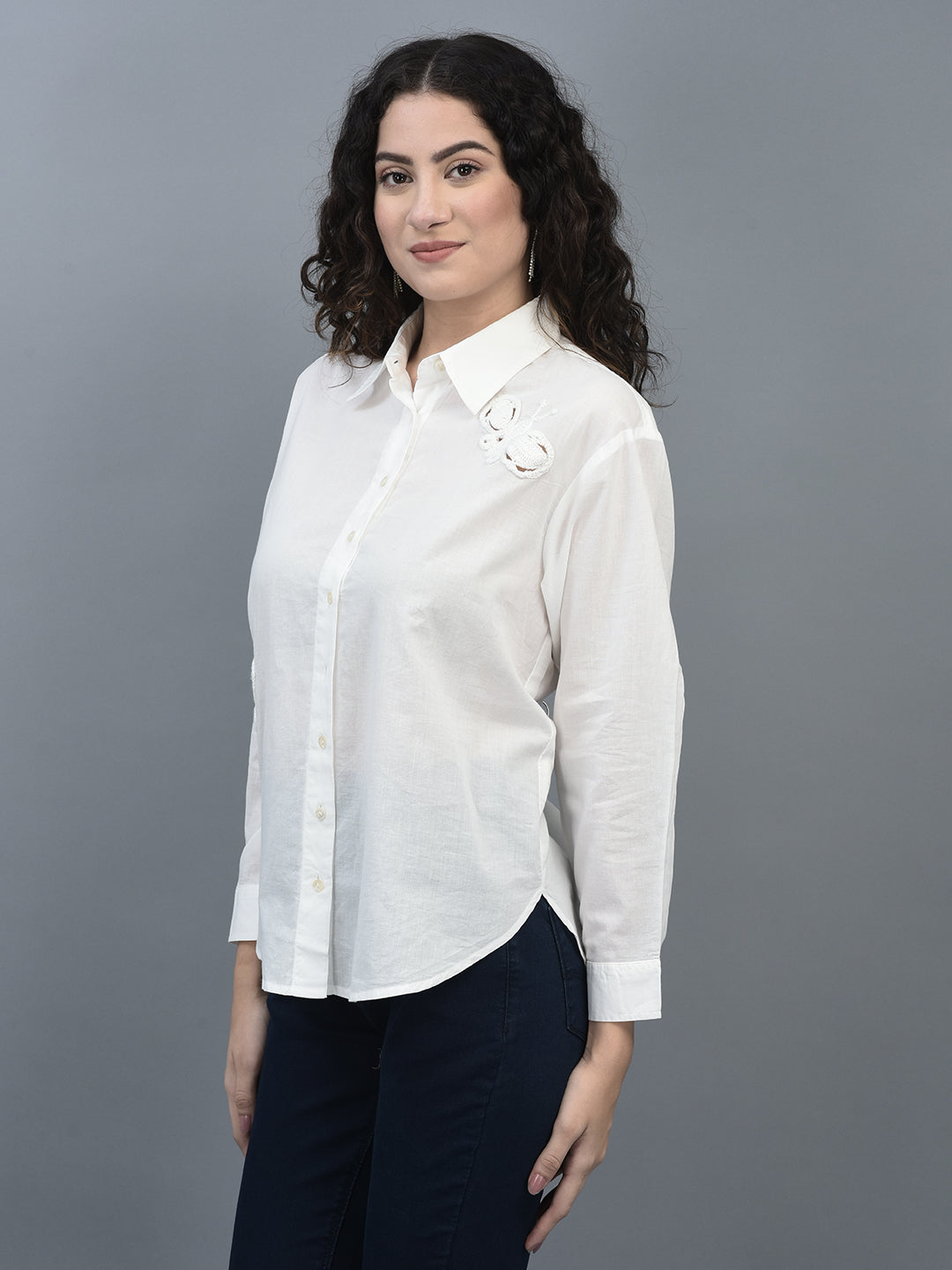 Canoe Women Long Sleeve Relaxed Fit Regular Length Button Placket Shirt