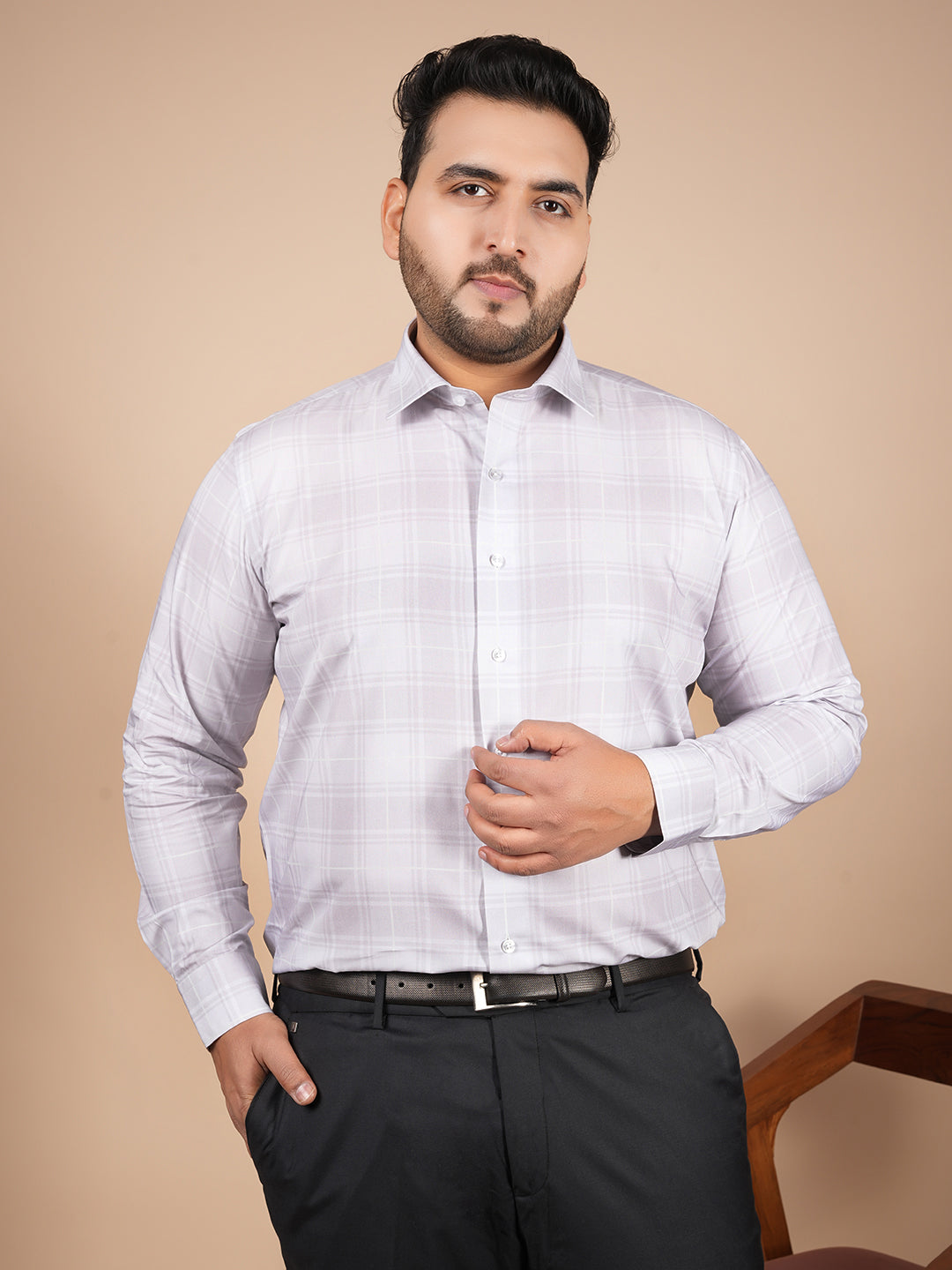 Luxury Bamboo Silk Check Formal Shirt for Men