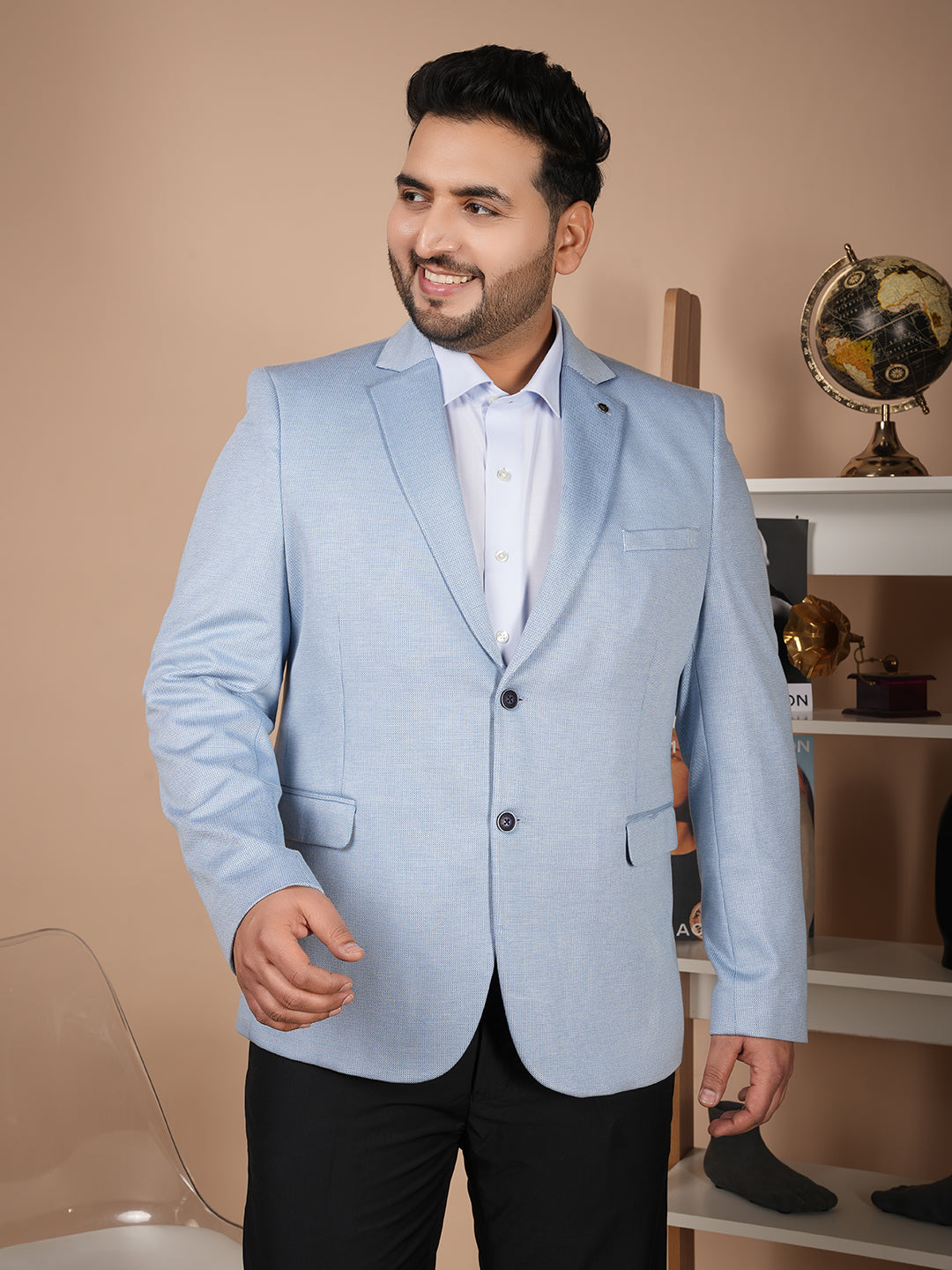 Premium Men’s Casual Blazer in Sky Blue – Smart Tailored Look