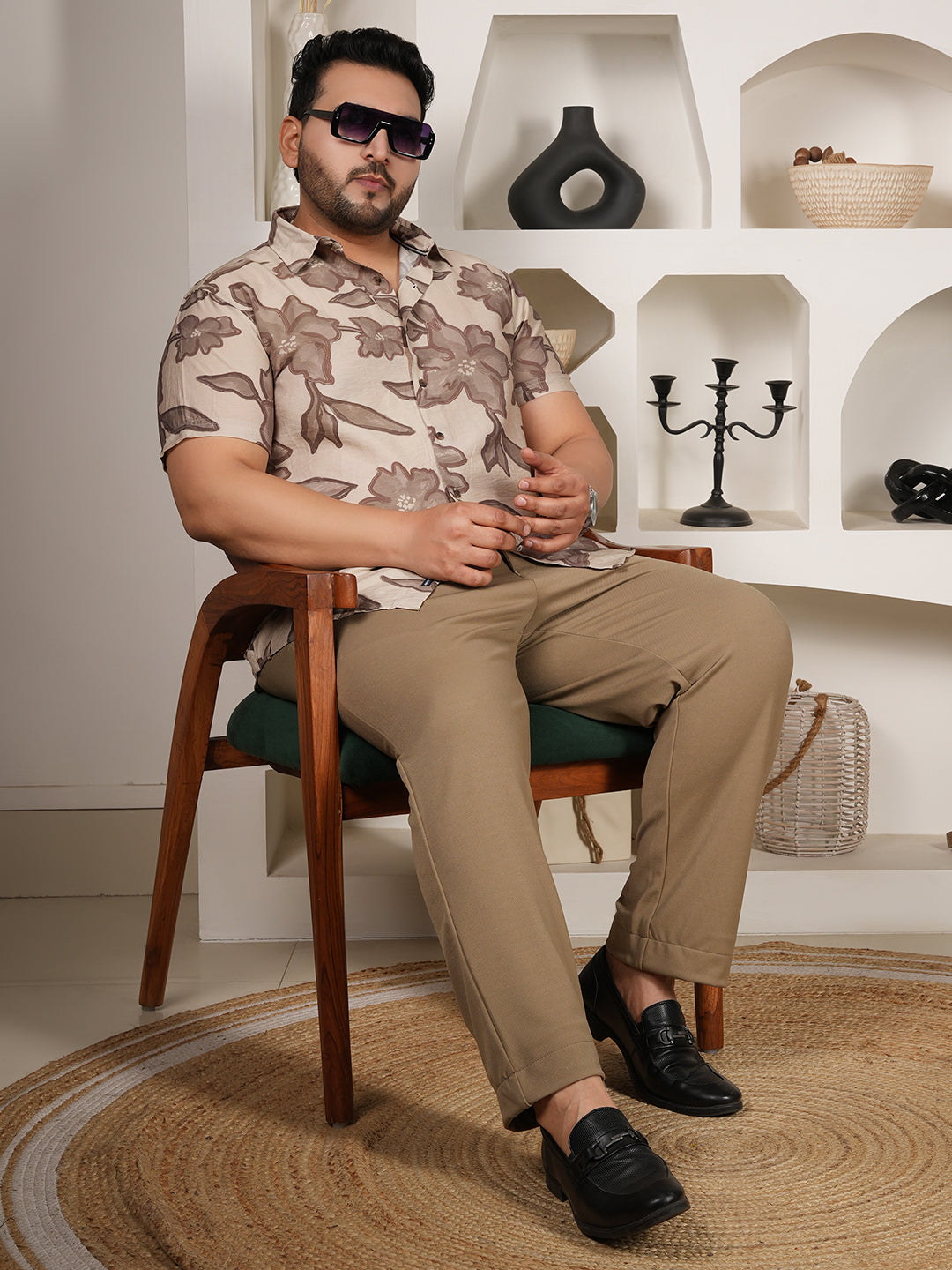 Premium Men’s Casual Shirt – 100% Viscose Floral Print