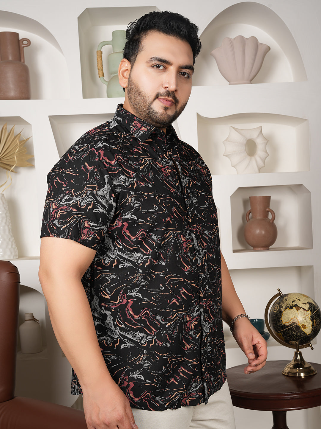 Noir Motion Abstract Shirt – Pure Viscose Luxury Edition