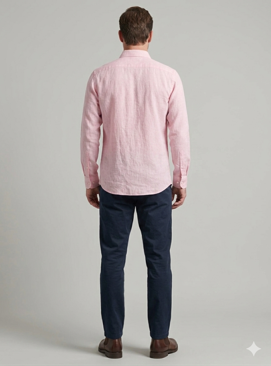 Men’s Solid Pink Casual Shirt