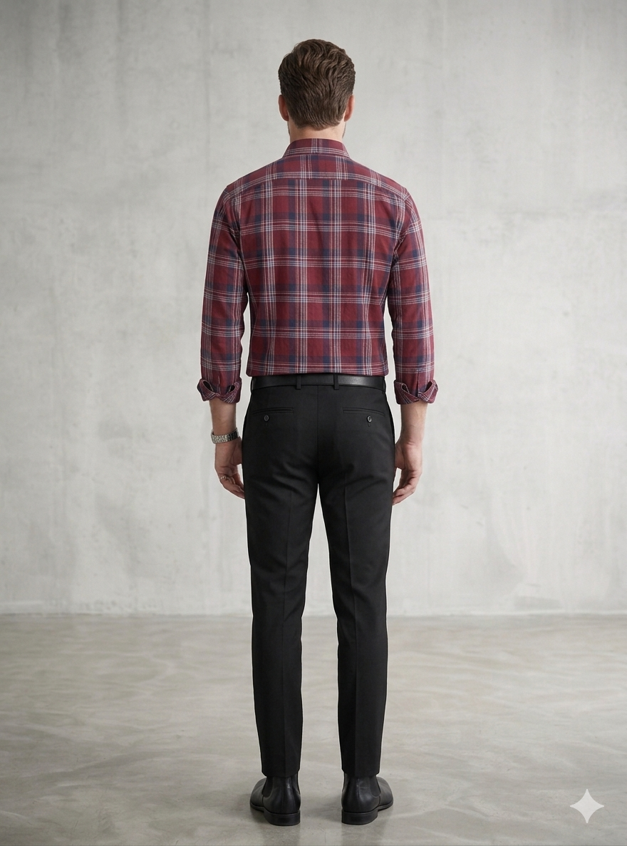 Men’s Maroon Checked Casual Shirt