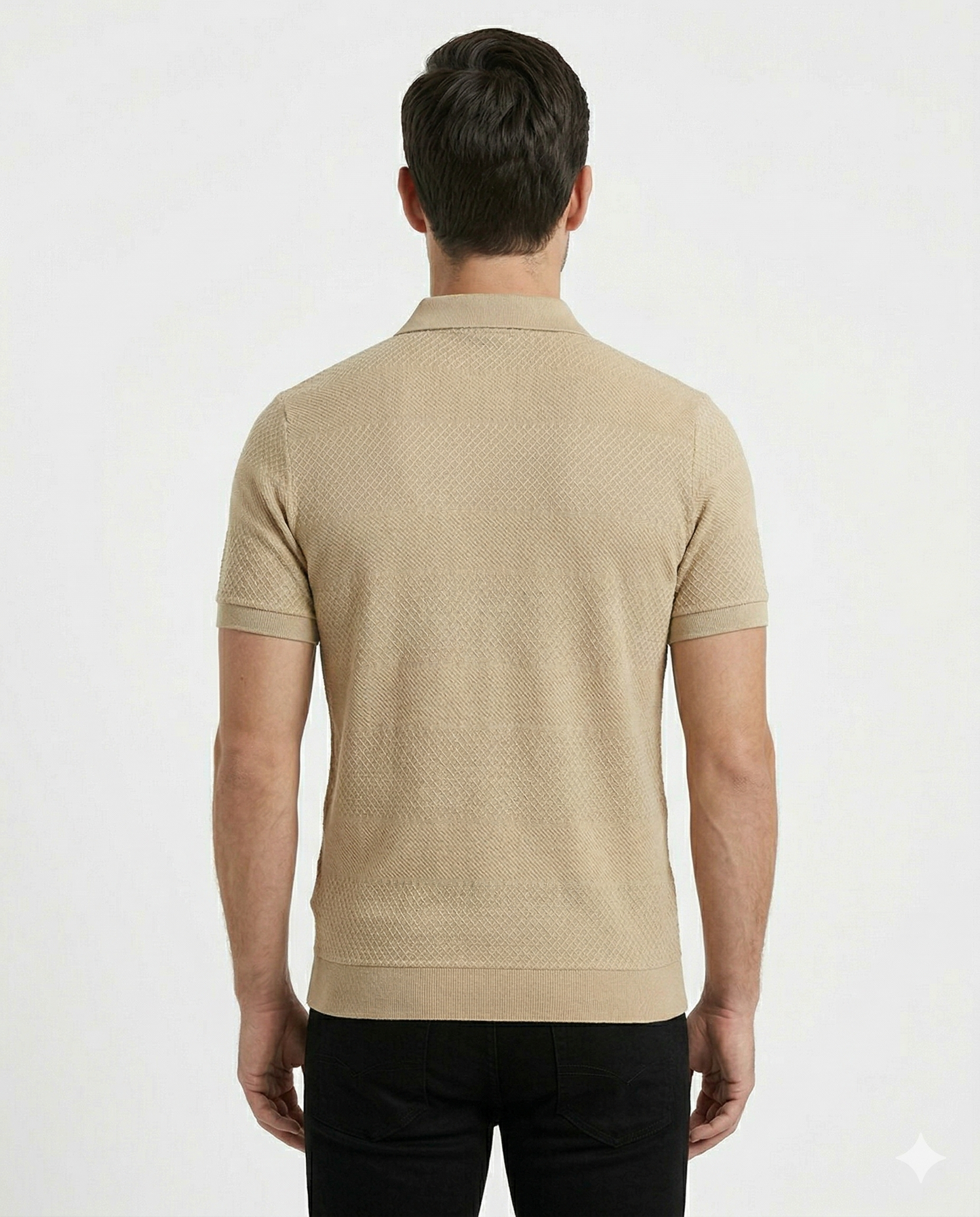 Men's Beige Polo T-Shirt | Premium Cotton Smart Casual Collar T-Shirt