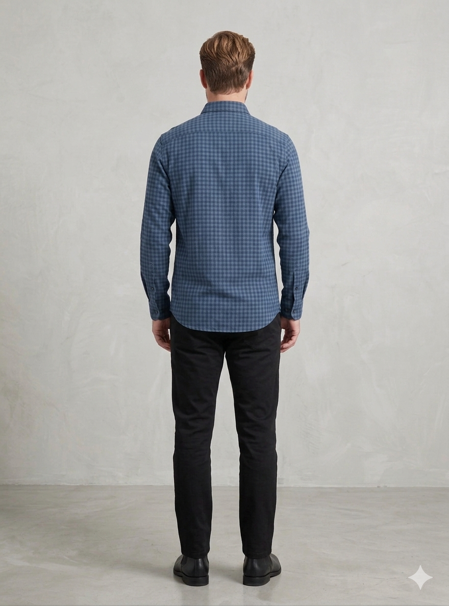 Men’s Blue Micro Check Casual Shirt