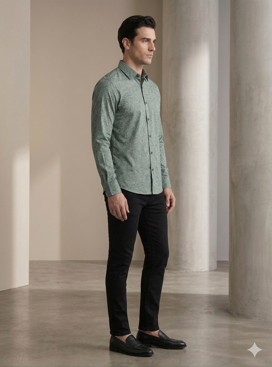 Printed Shirts: Green Printed Shirt by CANOE