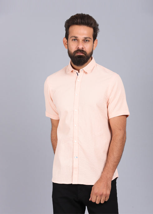 half sleeve shirt, best casual shirts for men, latest shirts for men, mens shirt, gents shirt, trending shirts for men, mens shirts online, low price shirting, men shirt style, new shirts for men, cotton shirt, full shirt for men, collection of shirts, solid shirt, casual shirt, smart fit, peach shirt, canoe urban shirt