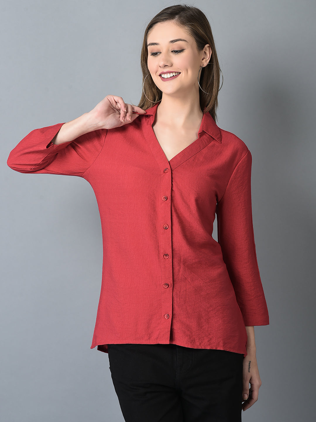 Canoe Women Full Button Placket Shirt