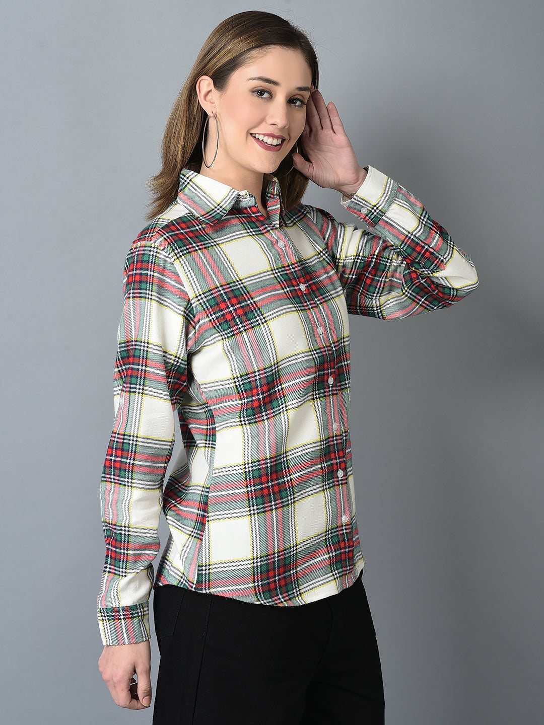 Canoe Women Curved Hem Multi Color Shirt