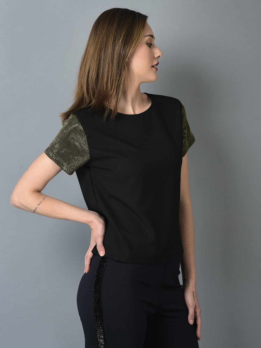 Canoe Women Light Weight Black Color T-Shirt