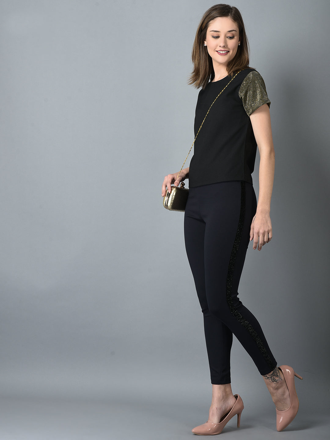 Canoe Women Light Weight Black Color T-Shirt