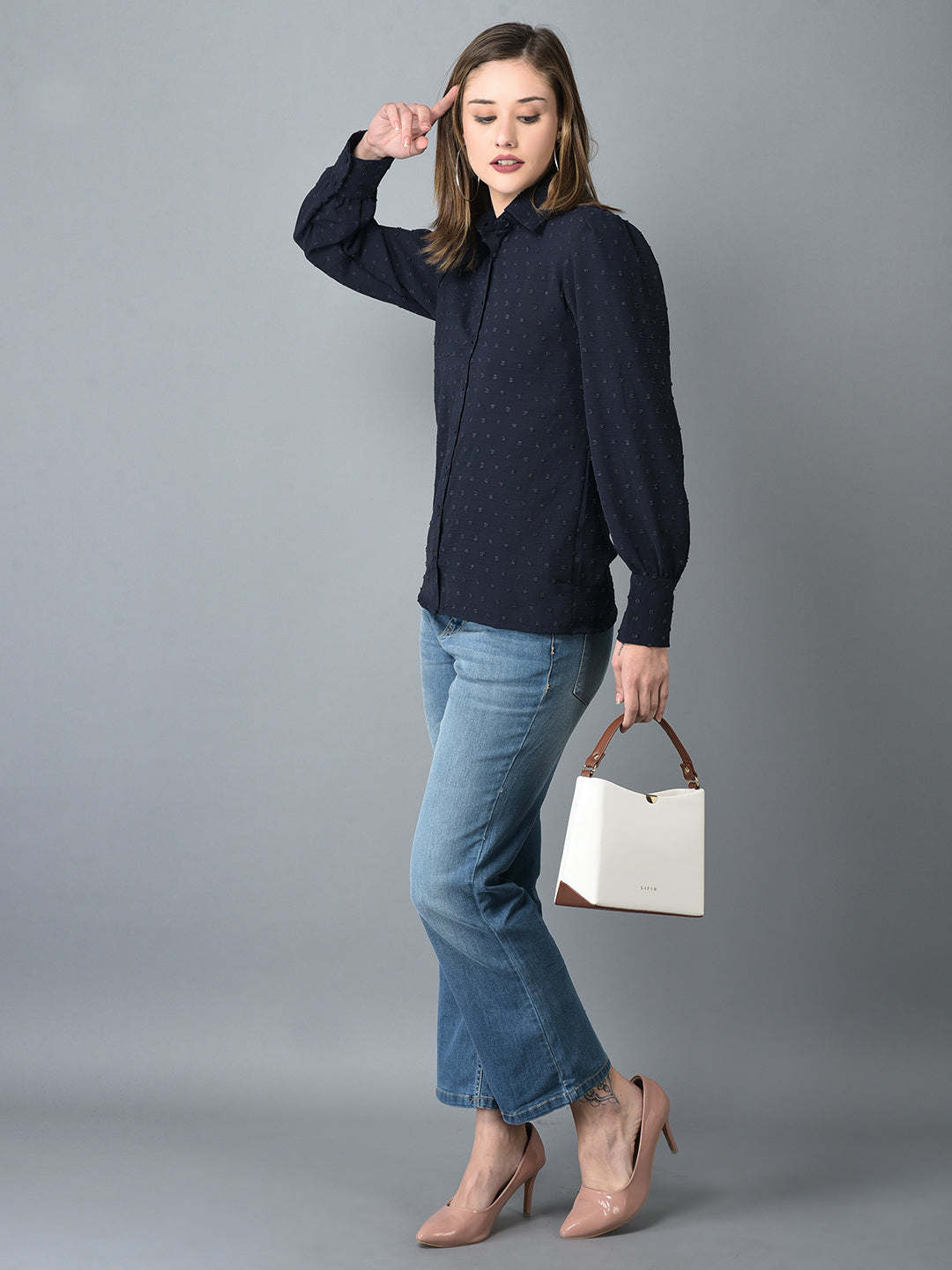 Canoe Women Smart Fit Striped Casual Sustainable Shirt