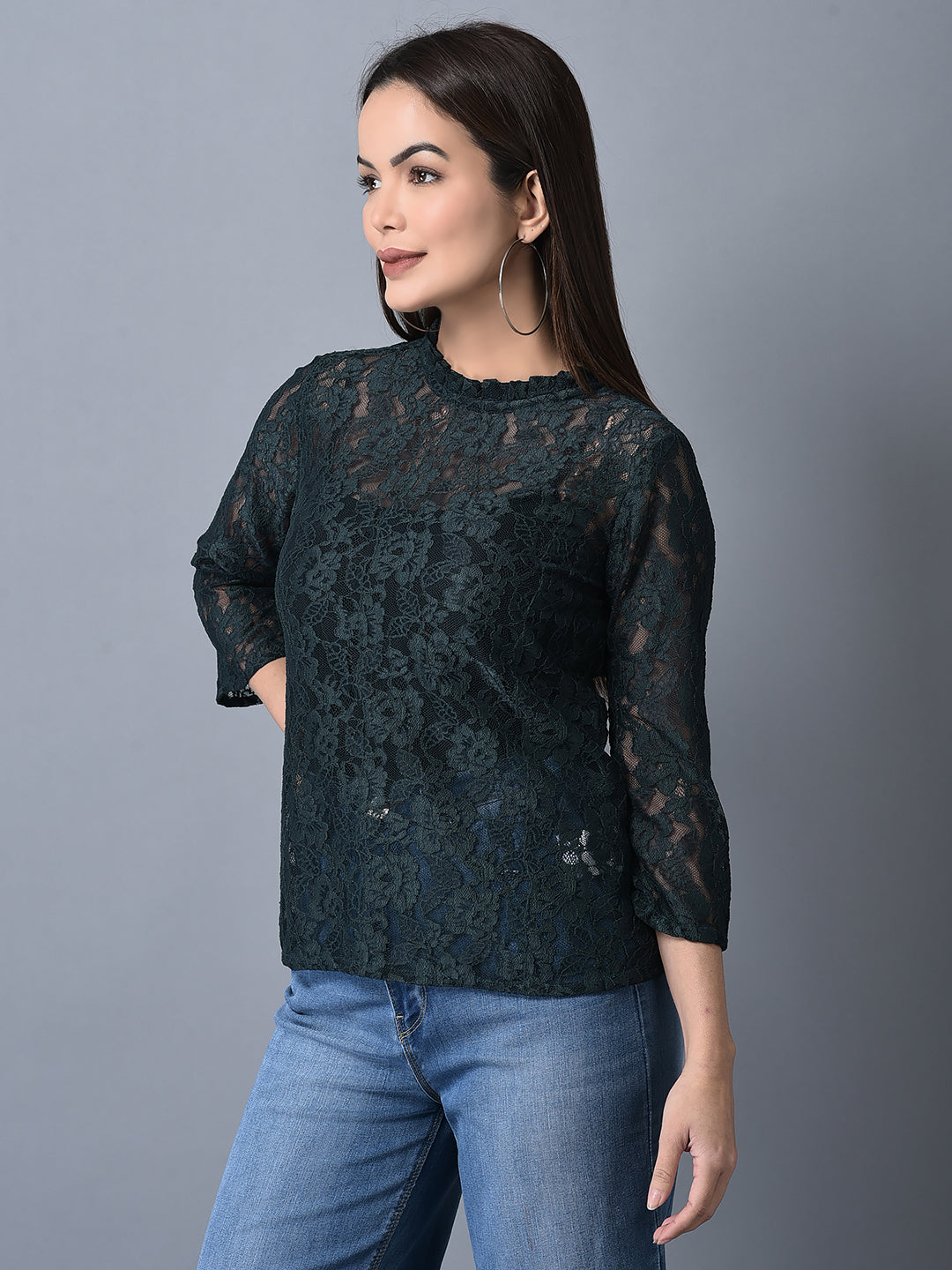 Canoe Women Frill On Neck Top