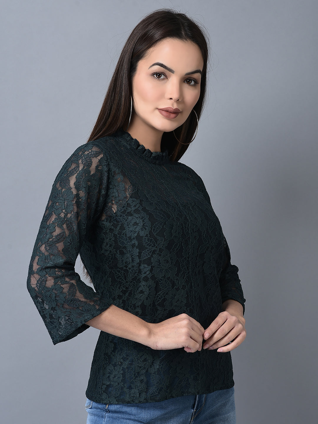 Canoe Women Frill On Neck Top