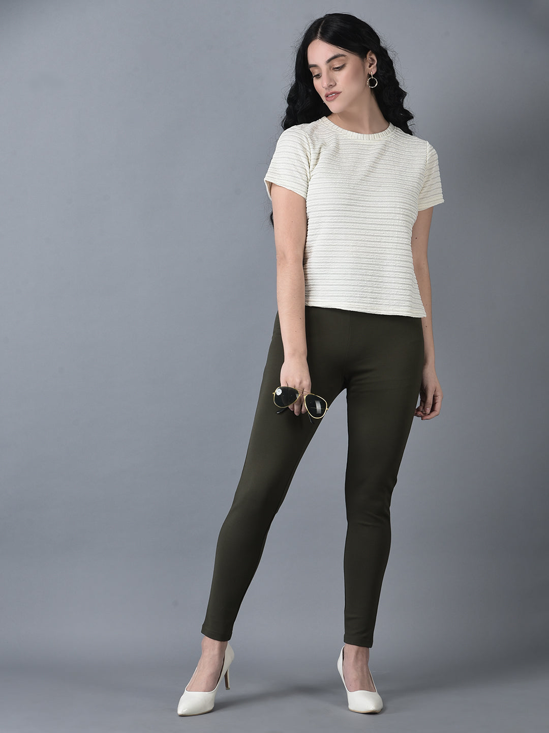 Canoe Women Smart Fit Olive Color Jeggings