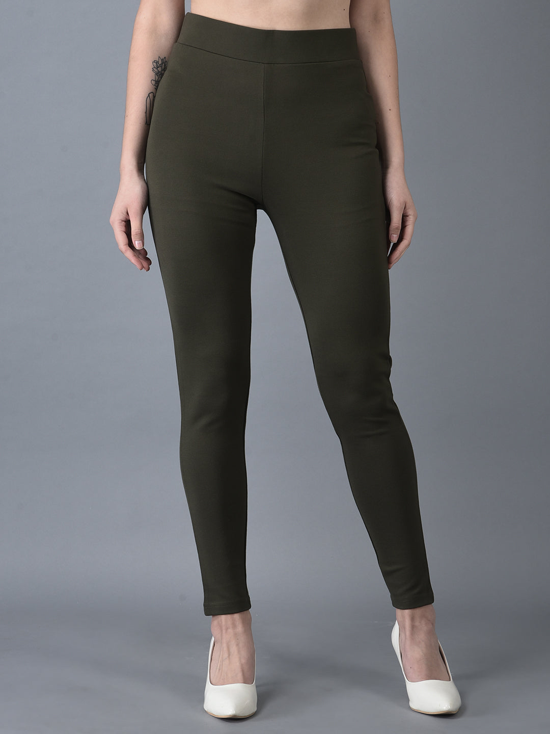 Canoe Women Smart Fit Olive Color Jeggings