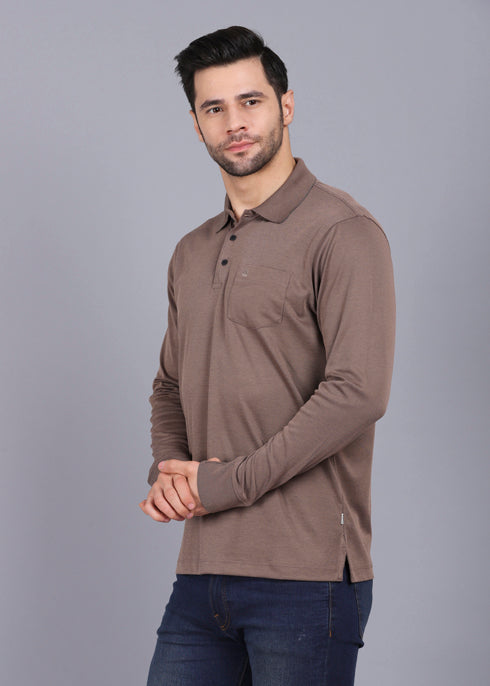 Full Sleeve Tshirt Solid Brown Color - Main Image
