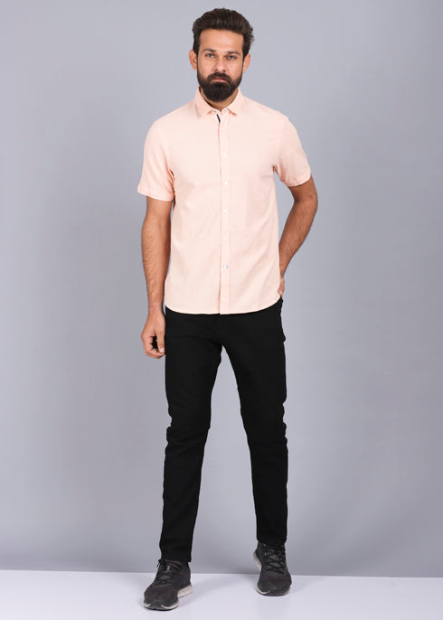 half sleeve shirt, best casual shirts for men, latest shirts for men, mens shirt, gents shirt, trending shirts for men, mens shirts online, low price shirting, men shirt style, new shirts for men, cotton shirt, full shirt for men, collection of shirts, textured shirt, canoe casual shirt, smart fit, peach shirt