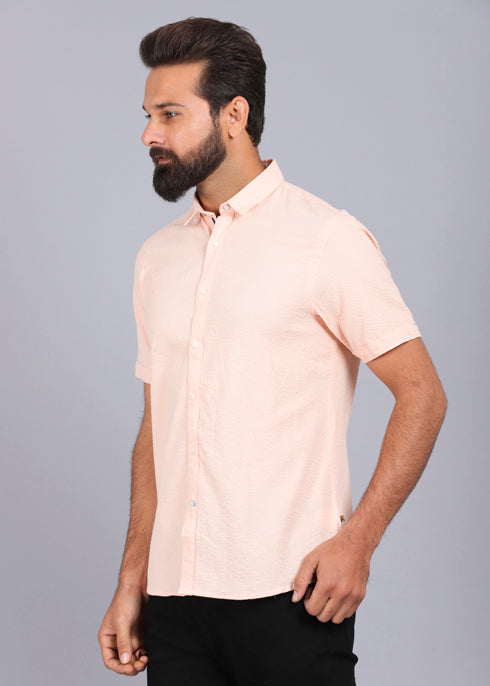 half sleeve shirt, best casual shirts for men, latest shirts for men, mens shirt, gents shirt, trending shirts for men, mens shirts online, low price shirting, men shirt style, new shirts for men, canoe cotton shirt, full shirt for men, collection of shirts, textured shirt, casual shirt, smart fit, peach shirt