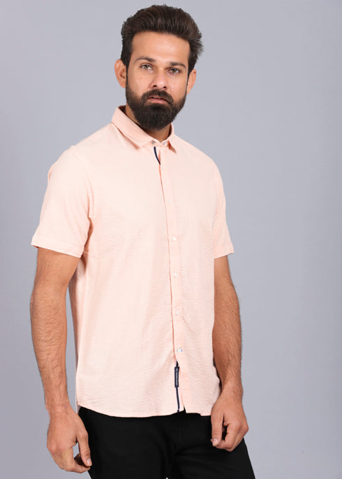 half sleeve shirt, best casual shirts for men, latest shirts for men, mens shirt, gents shirt, trending shirts for men, mens shirts online, low price shirting, men shirt style, new shirts for men, cotton shirt, full shirt for men, collection of shirts, textured shirt, casual shirt, smart fit, peach shirt, canoe