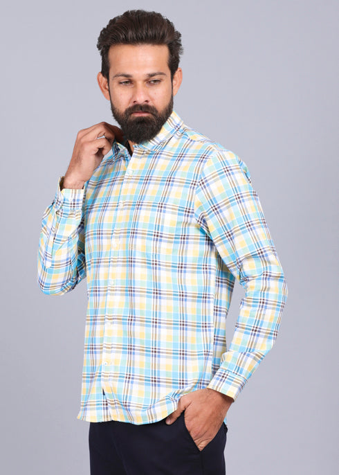 Stylish Check Yellow Casual Shirt – CANOE TRENDS