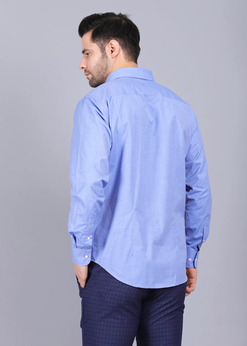 Perfect Fit Blue Formal Shirt Solid