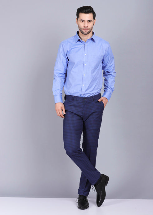 Perfect Fit Blue Formal Shirt Solid