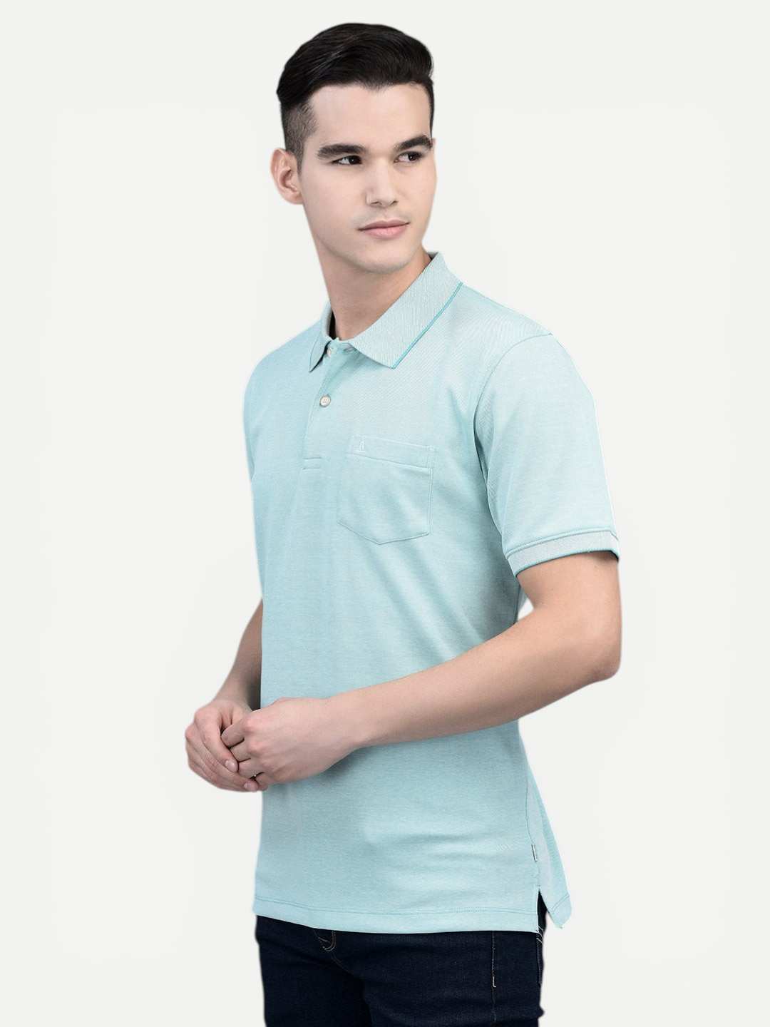 Canoe Men Short Sleeve Polo Neck Solid Pattern T-Shirt