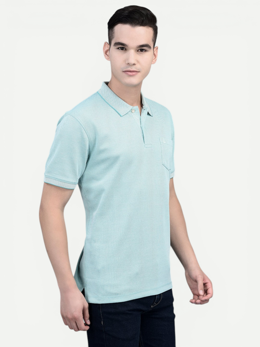 Canoe Men Short Sleeve Polo Neck Solid Pattern T-Shirt