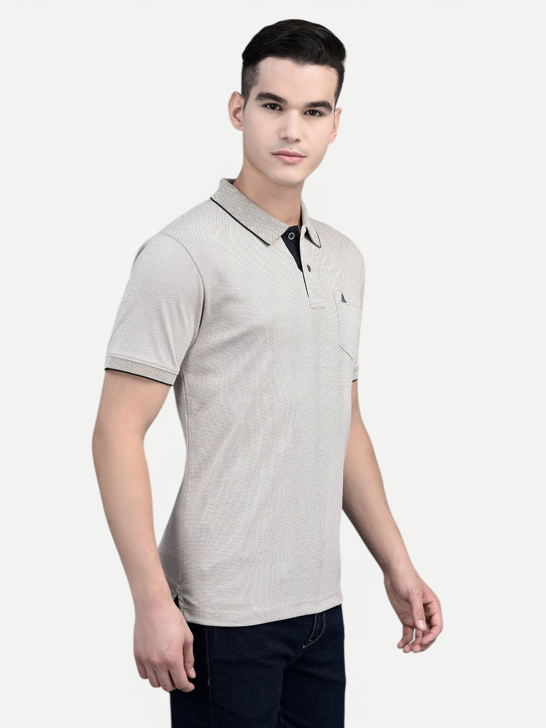 Canoe Men Short Sleeve Polo Neck Solid Pattern T-Shirt