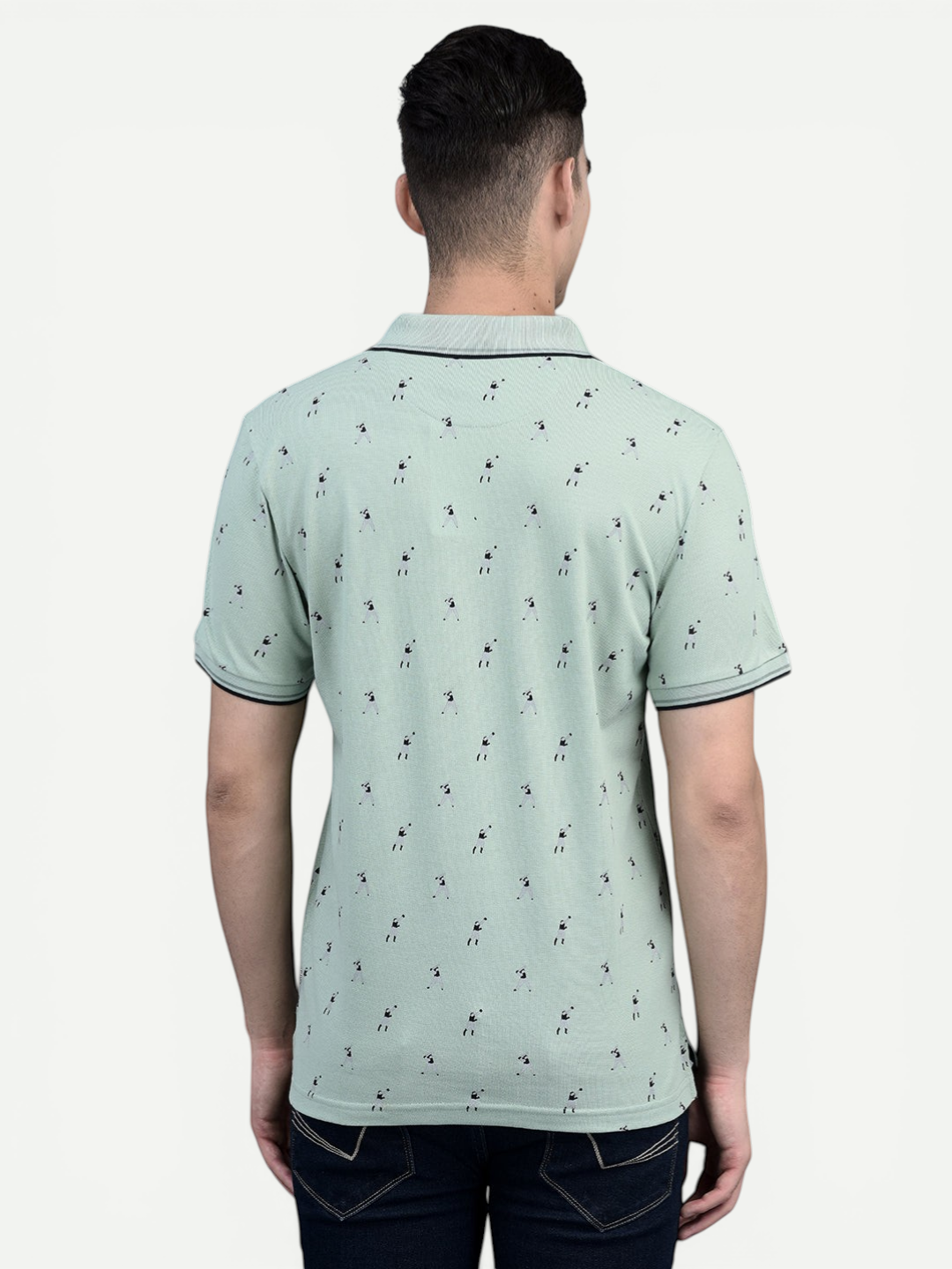 Canoe Men Short Sleeve Polo Neck Printed Pattern T-Shirt