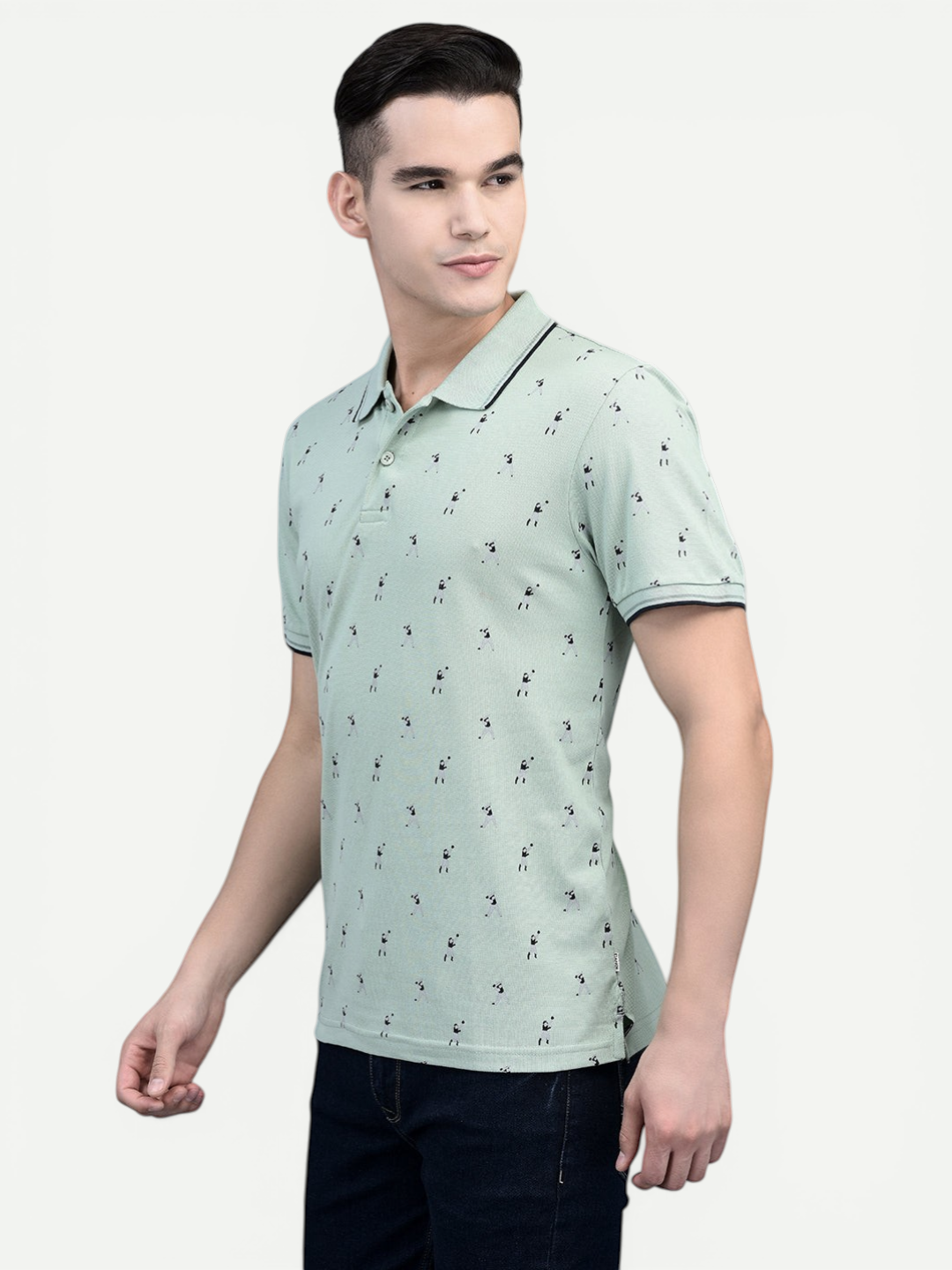 Canoe Men Short Sleeve Polo Neck Printed Pattern T-Shirt