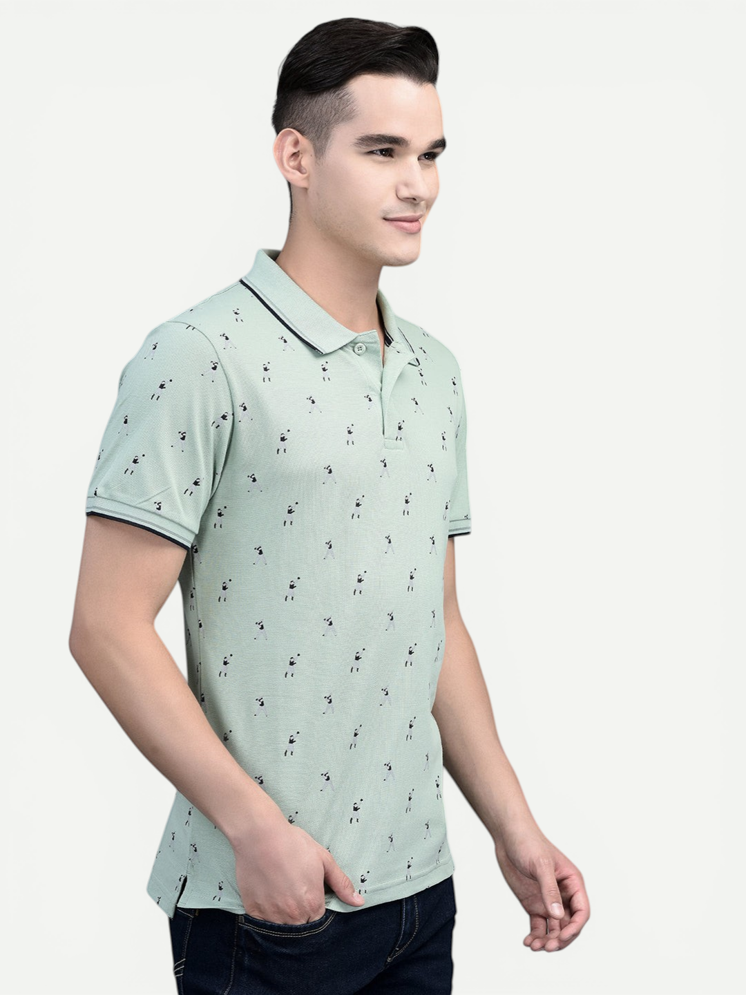 Canoe Men Short Sleeve Polo Neck Printed Pattern T-Shirt