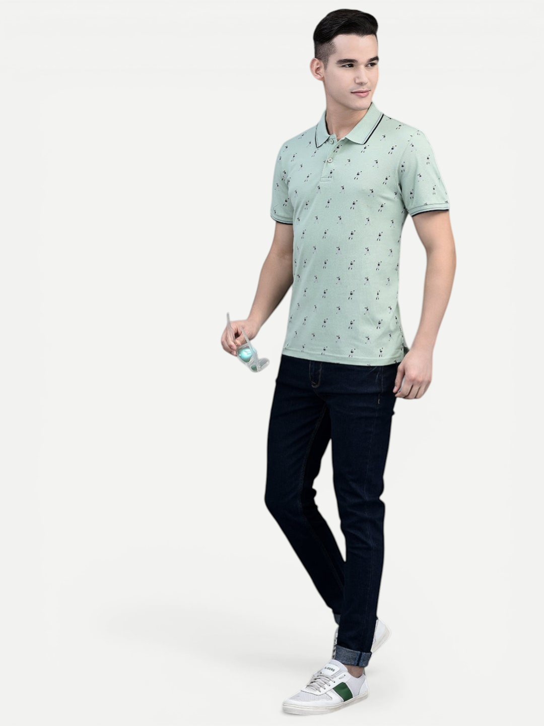 Canoe Men Short Sleeve Polo Neck Printed Pattern T-Shirt