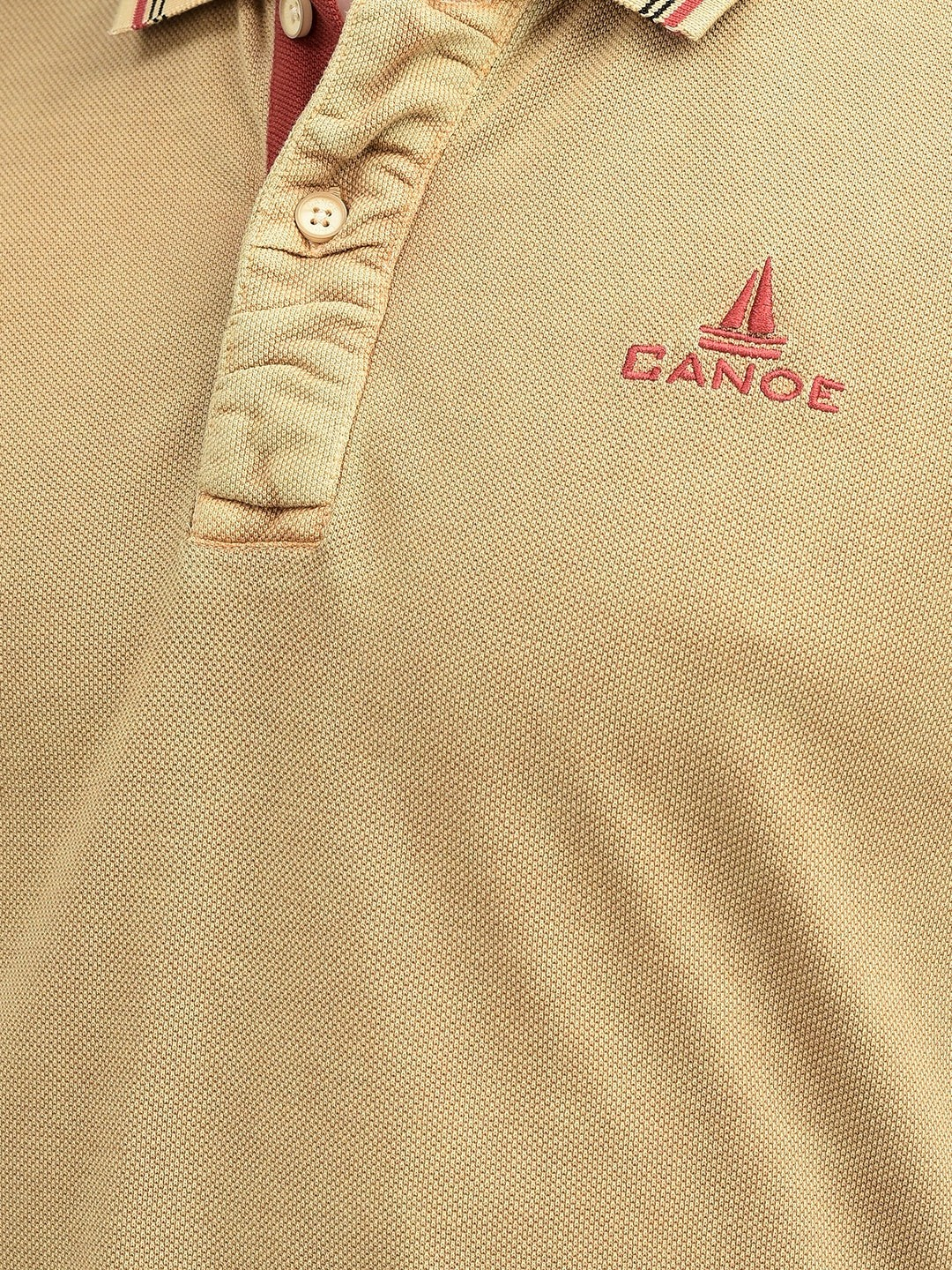 Canoe Men Short Sleeve Polo Neck Solid Pattern T-Shirt