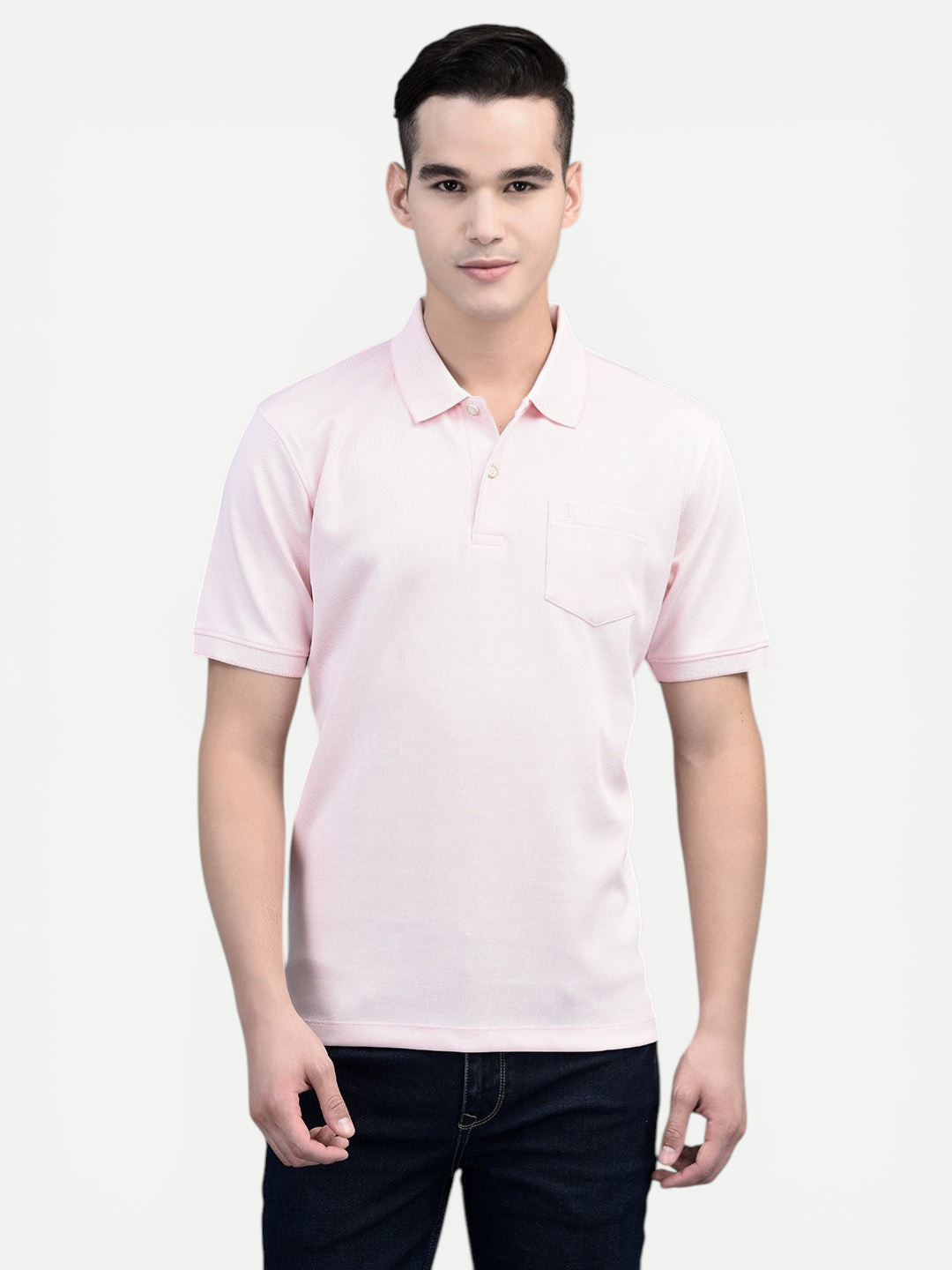 Canoe Men Short Sleeve Polo Neck Solid Pattern T-Shirt
