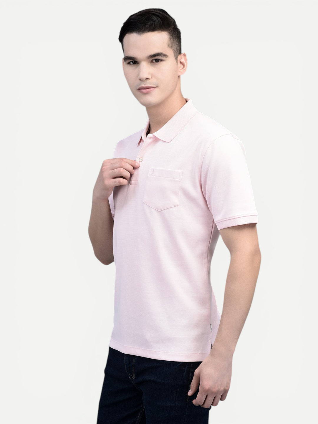 Canoe Men Short Sleeve Polo Neck Solid Pattern T-Shirt