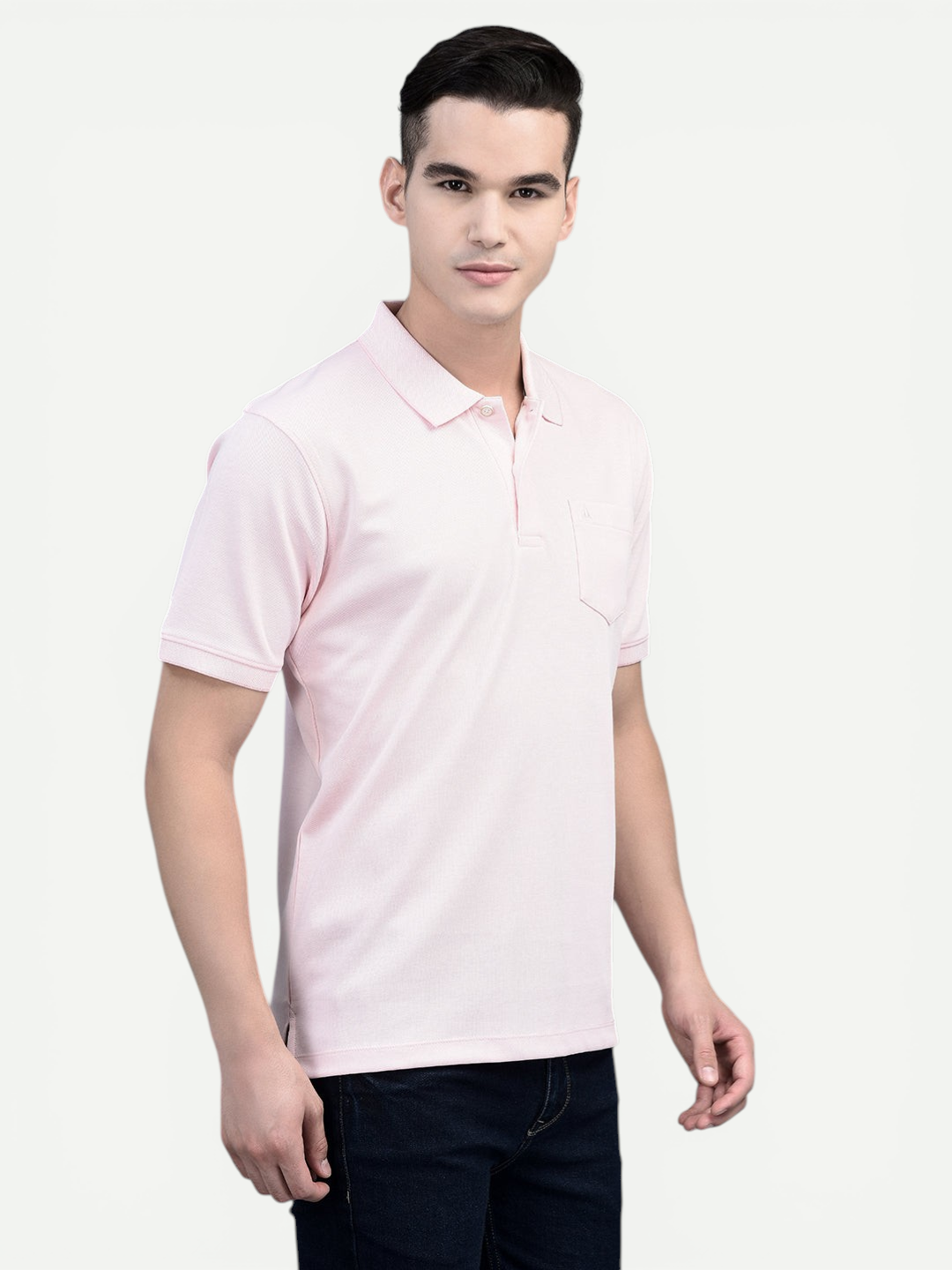Canoe Men Short Sleeve Polo Neck Solid Pattern T-Shirt